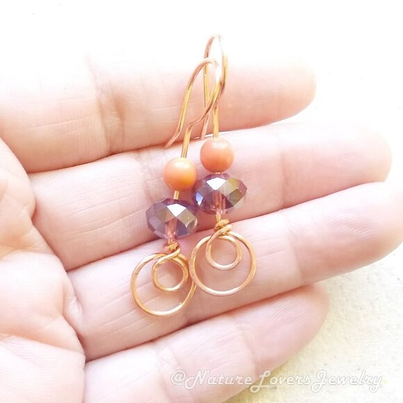 Handmade & One-of-a-Kind Dangle Earrings! Mauve & Mango Tango! Tropical Colors! - Picture 4 of 8